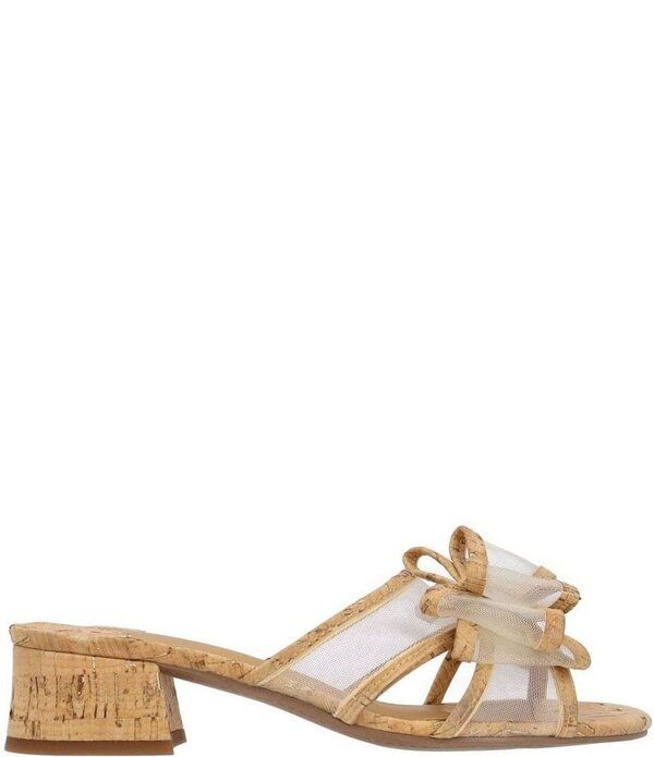 ジェイレニー レディース シューズ サンダル メッシュ ヒール J Renee Finola Cork Mesh Bow Block Heel Slide Sandals NaturalGold ゴールド