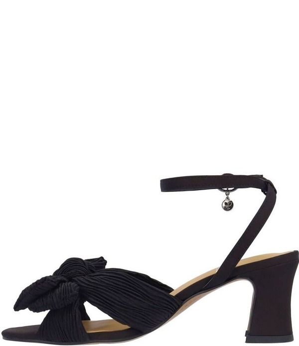 ジェイレニー レディース シューズ サンダル プリーツ サテン アンクル J Renee Olwen Pleated Satin Bow Knot Ankle Strap Sandals Black ブラック