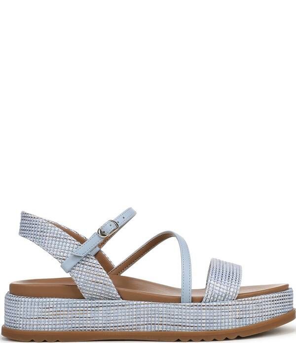 ナチュライザー レディース シューズ サンダル プラットフォーム レザー Naturalizer Zayda Leather and Raffia Strappy Platform Sandals Blue ブルー