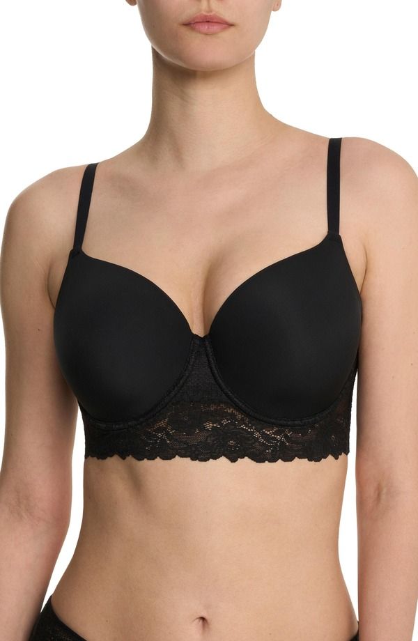 ナトリ レディース トップス Tシャツ レース Natori Heavenly Full Coverage Longline Lace TShirt Bra Black ブラック