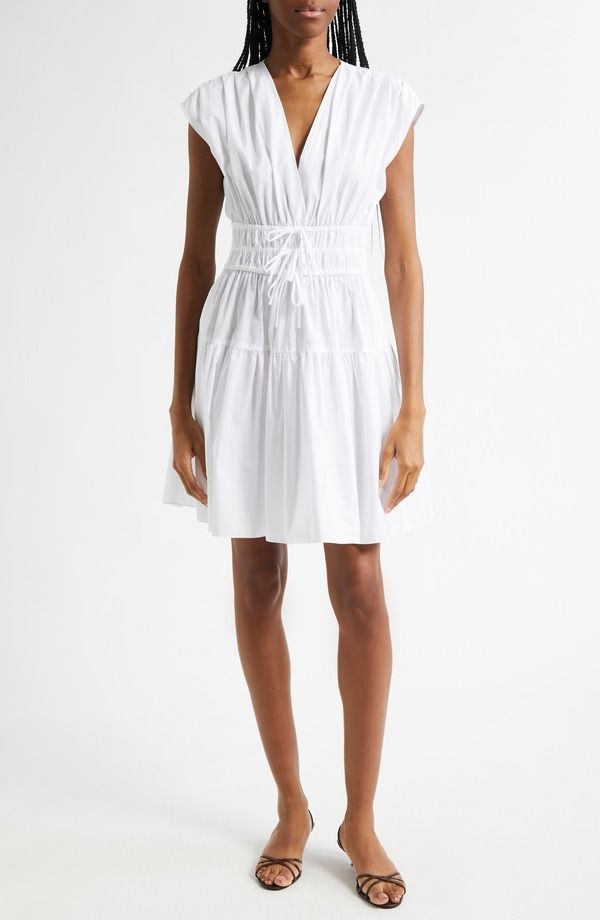 デレクラムテンクロスバイ レディース トップス ワンピース コットン Derek Lam 10 Crosby Tora Shirred Waist Cotton Dress White ホワイト