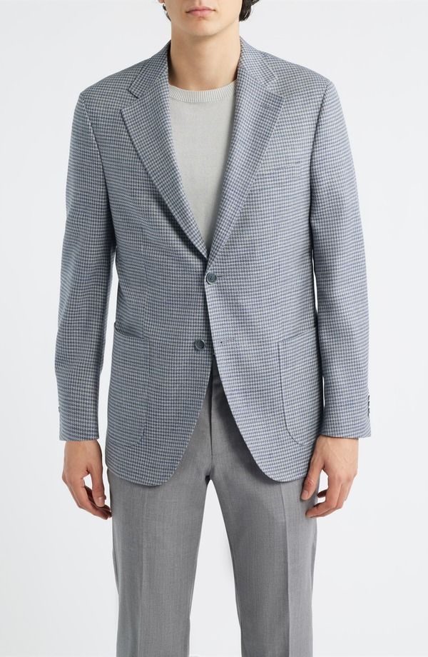 ピーター・ミラー メンズ アウター ジャケット・ブルゾン ウール コート リネン Peter Millar Hyperlight Soft Grey Houndstooth Check Wool Linen Blend Sport Coat Light Gre