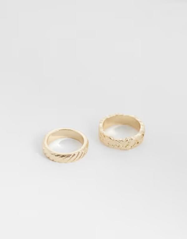 エイソス メンズ アクセサリー リング ASOS DESIGN 2 pack molten texture band ringOLD ゴールド