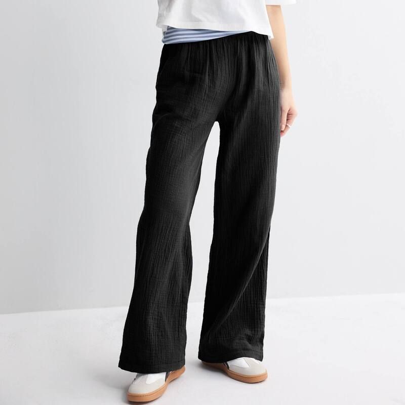 エスオー レディース ボトムス カジュアルパンツ Juniors SO High Rise Double Gauze Pants Black Luxe ブラック