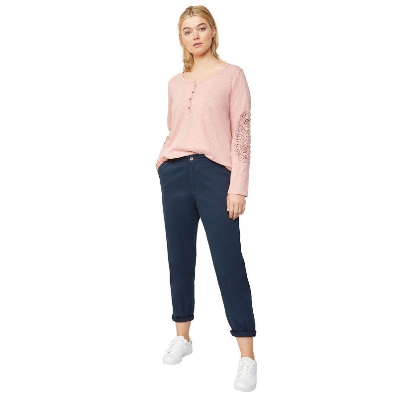 Ellos レディース ボトムス カジュアルパンツ プラスサイズ Ellos Plusize Stretchino MidRise Tapered Straight Pants Navy ネイビー