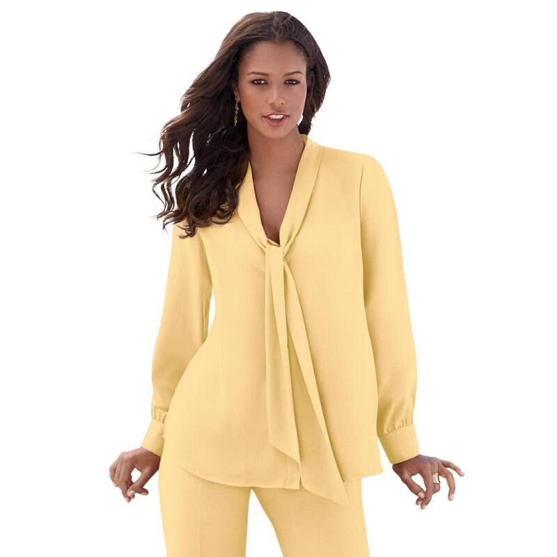ロアマンズ レディース トップス シャツ プラスサイズ ブラウス Roamans Womens Plusize Long Sleeve Bow Blouse Banana