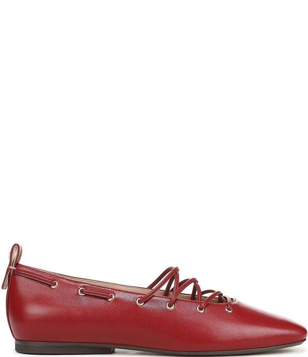ナチュライザー レディース シューズ パンプス レース レザー Naturalizer 27 EDIT Carla Ghillie Leather Lace Up Square Toe Casual Ballet Flats Hearts Flame Red