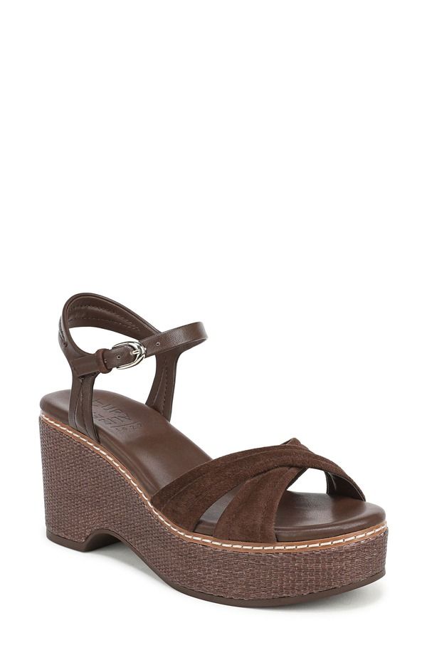 ナチュライザー レディース シューズ ヒール プラットフォーム アンクル Naturalizer Dovie Ankle Straple Platform Wedge Chocolate Bar Brown ブラウン