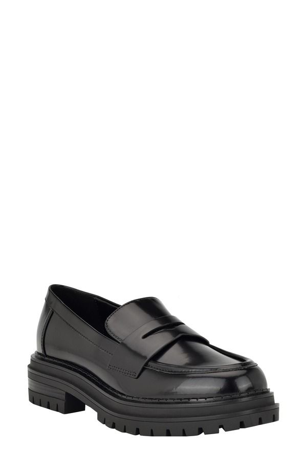 カルバンクライン レディース シューズ スリッポン・ローファー Calvin Klein Grant Lug Sole Penny Loafer Black ブラック
