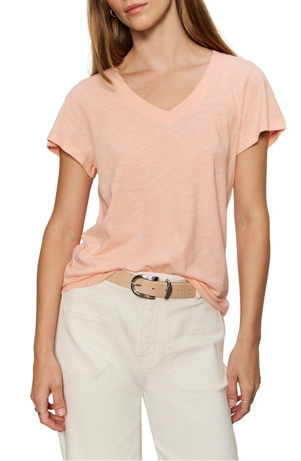 サンクチュアリー レディース トップス Tシャツ Vネック Sanctuary VNeck TShirt Washed Salmon Pink ピンク