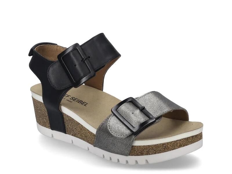 ジョセフセイベル レディース シューズ サンダル Josef SeibelQuinn 02 Wedge Sandal Womens BlackPewter Metallic ブラック