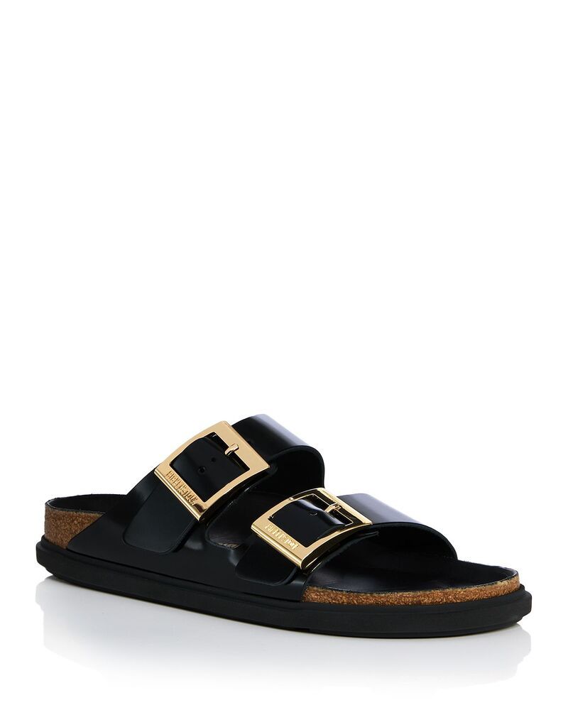 ビルケンシュトック レディース シューズ サンダル Birkenstock Womens Arizona Droplet Big Buckle High Shine Slide Sandals Black ブラック