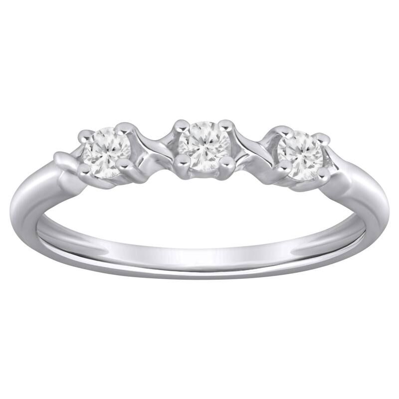 Alyson Layne レディース アクセサリー リング Alyson Layne 10k Gold 14 CaratW Lab Grown Diamond Trio Band Ring 10k White Gold ホワイト