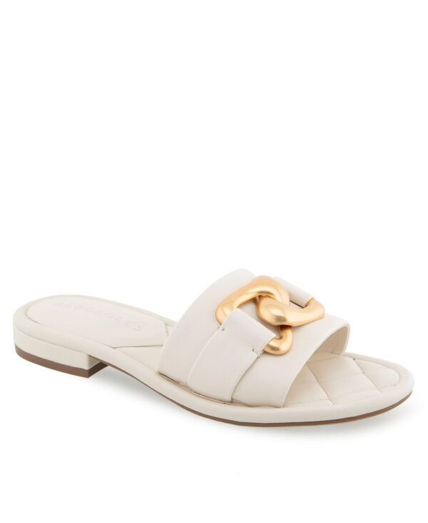 エアロソールズ レディース シューズ サンダル Aerosoles Womens Big Charm Slide Open Toe Sandals Eggnog Faux Leather