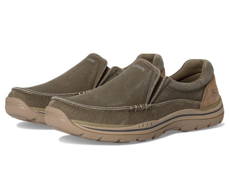 スケッチャーズ メンズ シューズ スリッポン・ローファー SKECHERS Expected Avillo Khaki CanvasSuede カーキ