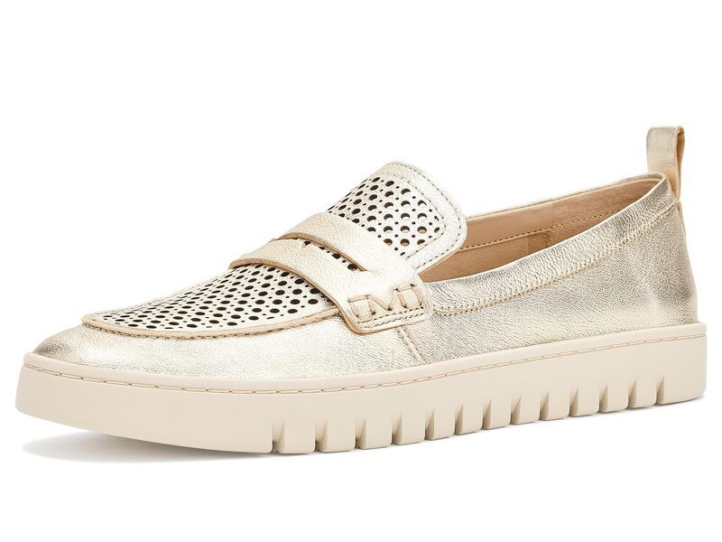 バイオニック レディース シューズ スリッポン・ローファー VIONIC Uptown Perf Gold Leather ゴールド