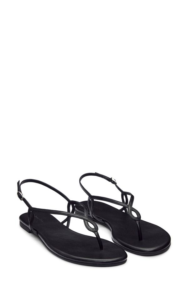 リフォーメーション レディース シューズ サンダル Reformation Luna Flat Sandal Black Leather ブラック