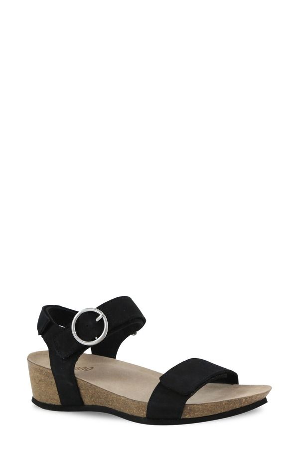 ムンロー レディース シューズ ヒール サンダル Munro Sintra Wedge Sandal Black Nubuck ブラック