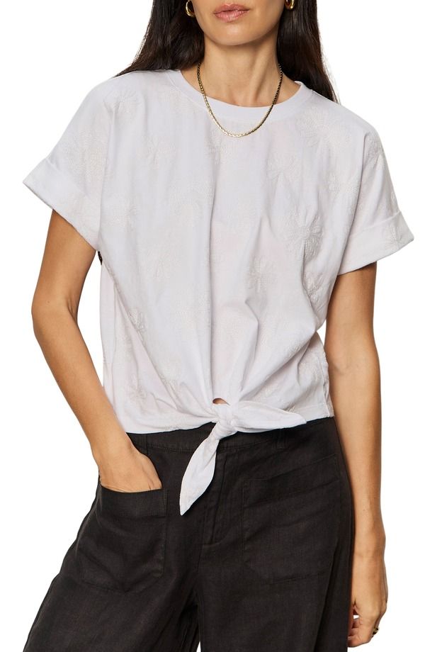 サンクチュアリー レディース トップス シャツ 刺繍 Sanctuary All Day Embroidered Tie Hem TShirt Embroidery White ホワイト