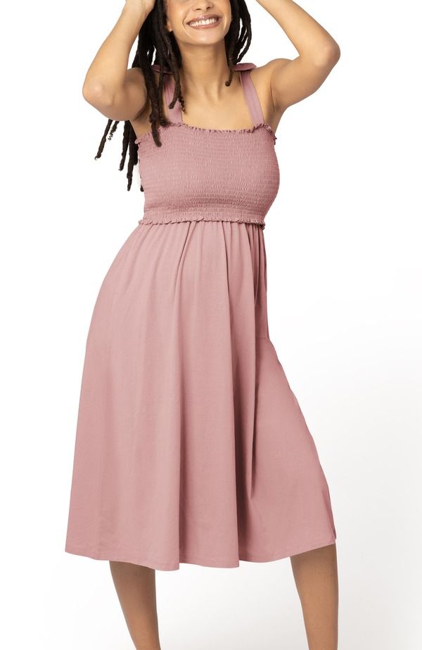 キンドリッド ブレイブリー レディース トップス ワンピース シャーリング マタニティ Kindred Bravely Sienna Smocked Maternity Nursing Dress Light Mauve