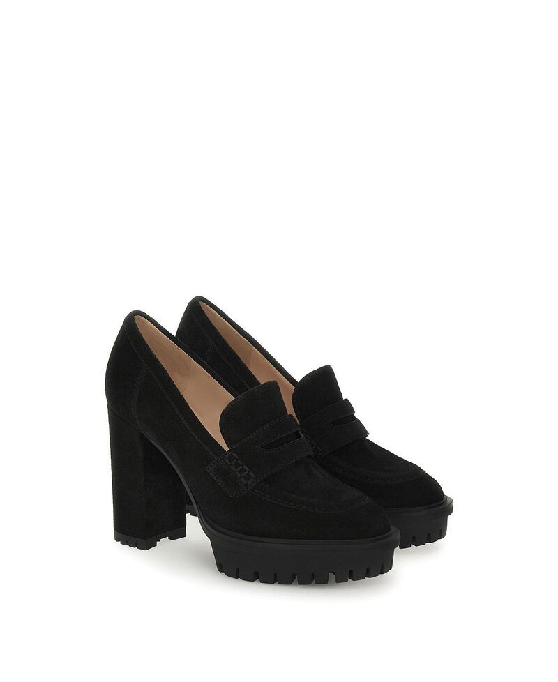 ジャンヴィト ロッシ レディース シューズ パンプス Gianvito Rossi Womens Barry Mocassin Pumps Black Suede Leather ブラック