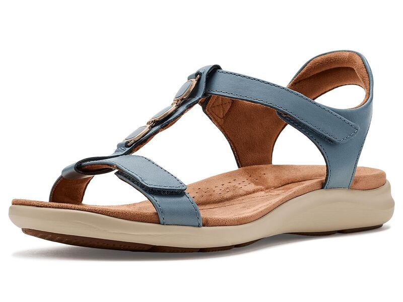 クラークス レディース シューズ サンダル Clarks Kitly Gem Denim Blue Leat デニム