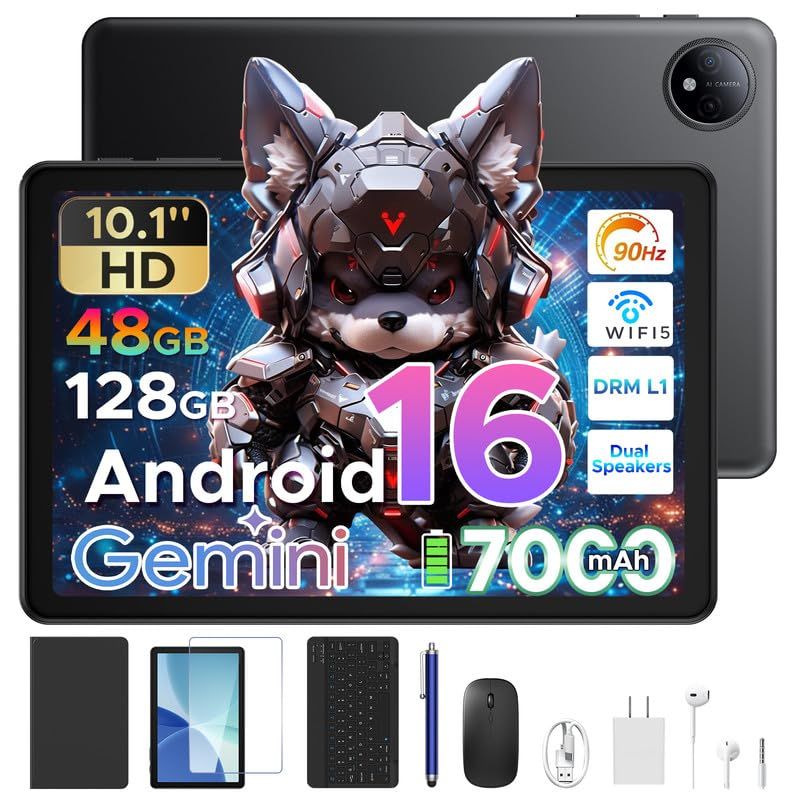 【Android 16 タブレット - Gemini AI サポート】P10 Android 16 タブレット 10インチ、48GB+128GB+2TB 拡張可能、GMS 認証済み、6000mAh Type-C 充電、1280*800 Incell IPSｍａ