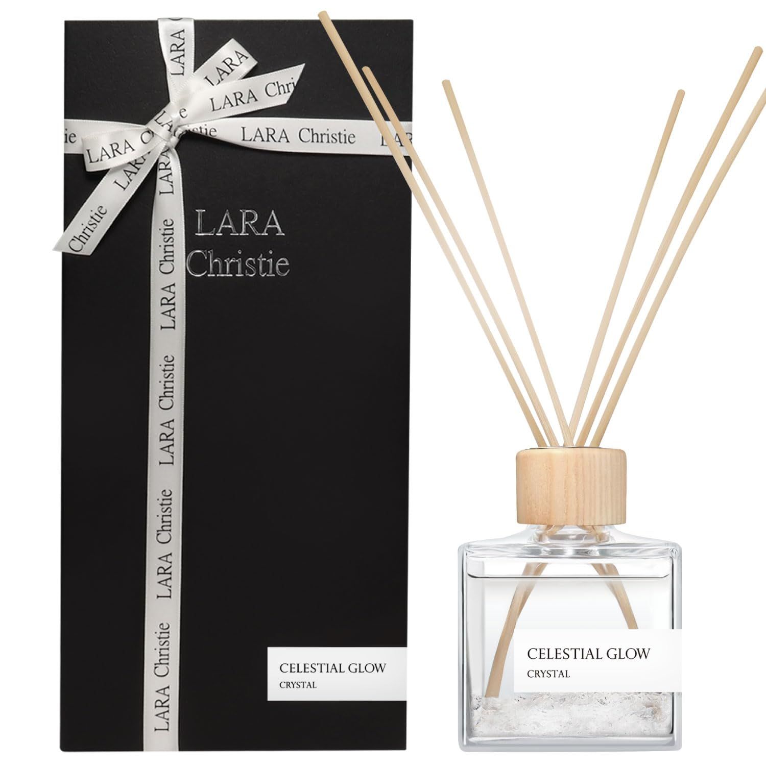 [ララクリスティー] リードディフューザー Selene CELESTIAL GLOW 水晶 クラリセージ ゼラニウム 150mL 本体 ルームフレグランス 芳香剤 室内用 天然石ｍａ