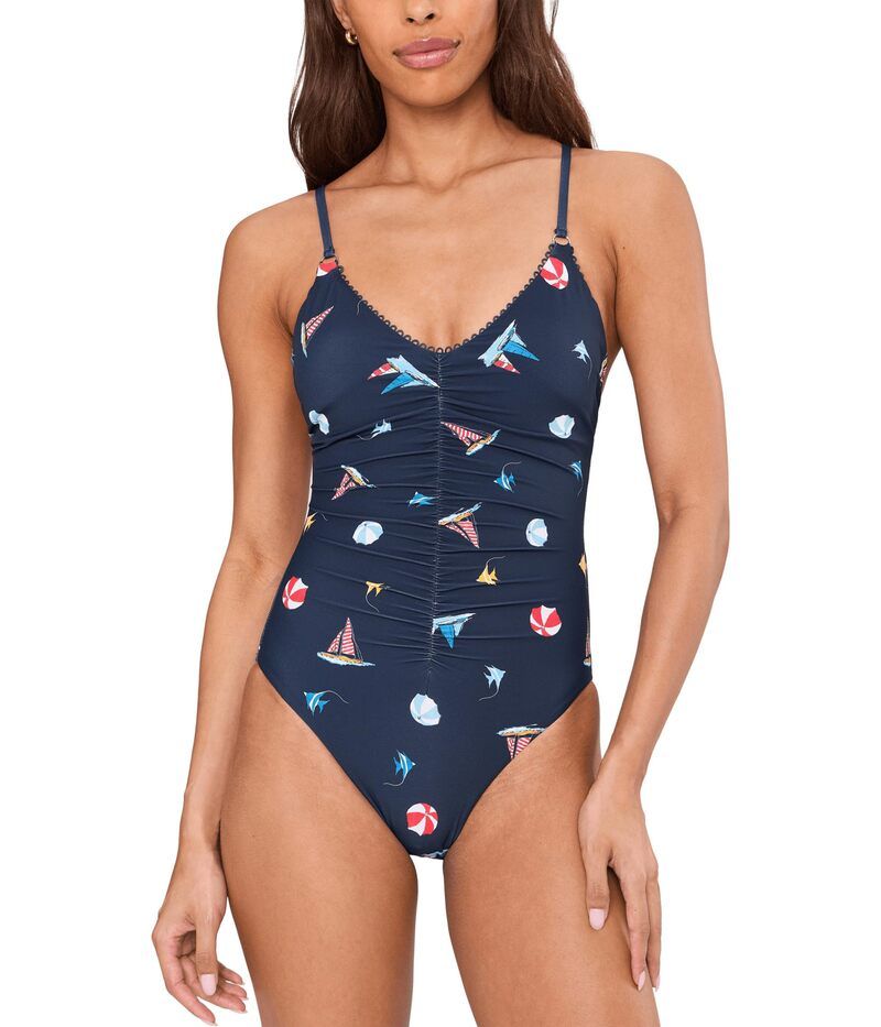 シーフォリー レディース 水着 上下セット Vネック Seafolly BeachClub VNeck OnePiece True Navy ネイビー