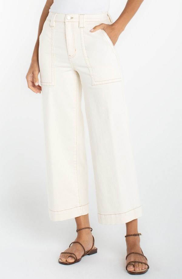 リバプール レディース ボトムス カジュアルパンツ ワイドレッグ ハイウエスト ジーンズ Liverpool Stride Patch Pocket High Waist Crop Wide Leg Jeanseaside Dunes