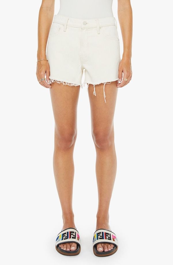 マザー レディース ボトムス デニムパンツ ショートパンツ MOTHER The Dodger Frayedenim Shorts Natural Selection デニム