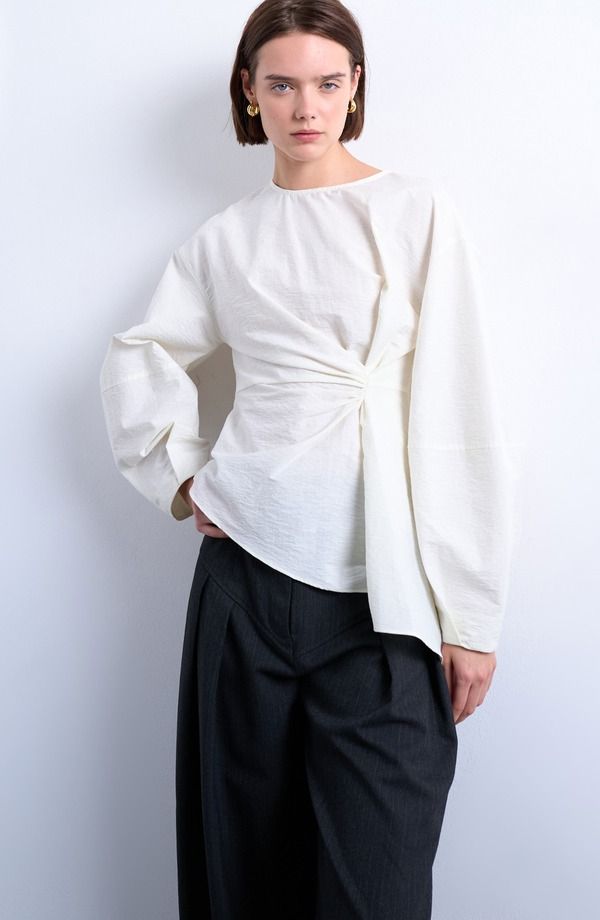 トップショップ レディース トップス シャツ アシンメトリー Topshopleat Front Asymmetric Top Ivory アイボリー