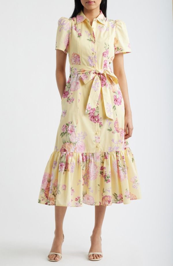 アンクライン レディース トップス ワンピース フラワー柄 シャツ フラワー Anne Klein Floral Shirtdress Daffodil Multi マルチカラー
