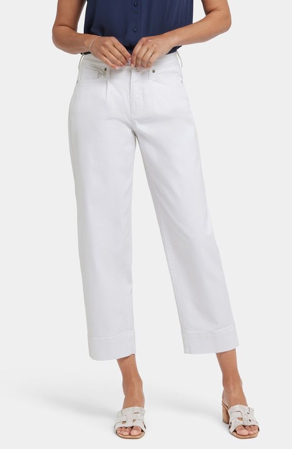 エヌワイディージェイ レディース ボトムス デニムパンツ ハイウエスト プリーツ アンクル ジーンズ NYDJ Pleated High Waist Ankle Balloon Jeans Optic White ホワイト