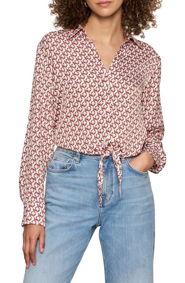 サンクチュアリー レディース トップス シャツ プリント Sanctuary Lover Printie Hem Crop Sateen Shirt Petal Grid Pink ピンク