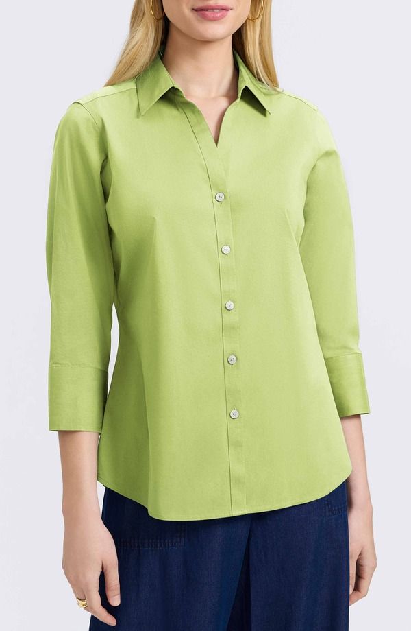 フォックスクラフト レディース トップス シャツ ブラウス Foxcroft Mary ButtonUp Blouse Celery