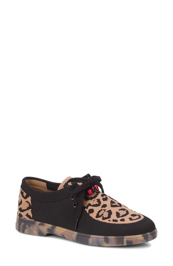 ロスハンマーソン レディース シューズ パンプス レース Ros Hommerson Greer Wateresistant LaceUp Shoe Black Leopard Knit ブラック
