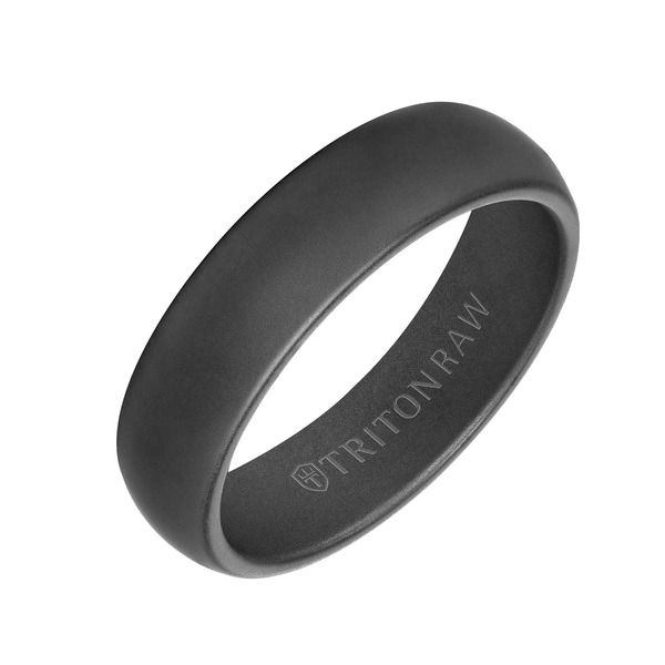 トリトン レディース アクセサリー 指輪 Triton 6MM Tungsten Raw Black DLC Ring with Dome Profile and Rolledge Black ブラック