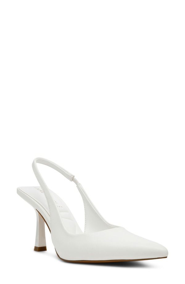 アンクライン レディース シューズ パンプス Anne Klein Itzy Pointed Toe Slingback Pump White ホワイト