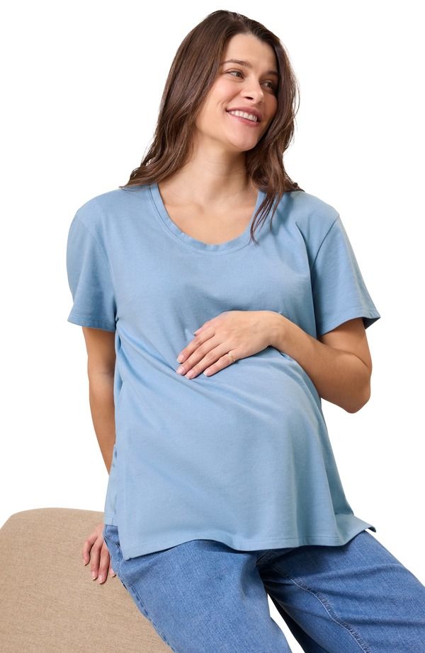 キンドリッド ブレイブリー レディース トップス シャツ コットン マタニティ Kindred Bravely Relaxed Cotton Scoop Neck Maternity Nursing Tee Vintage Blue ブルー