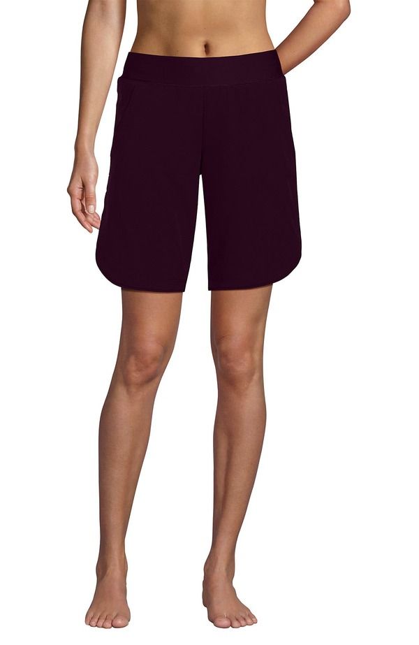 ランズエンド レディース ボトムス ハーフパンツ・ショーツ ショートパンツ Lands End 9 Quick Dry Elastic Waist Modest Board Shortswim Coverup Shorts with Panty Dark Wi