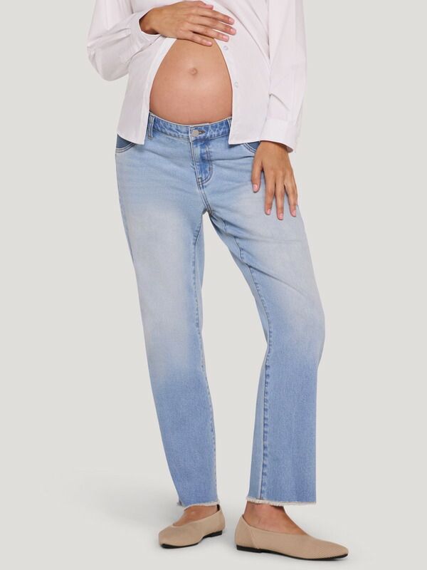マザーフッドマタニティー レディース ボトムス デニムパンツ ストレート ジーンズ MOTHERHOOD MATERNITY Under the Belly Slim Straight Leg Jeans Light Wash