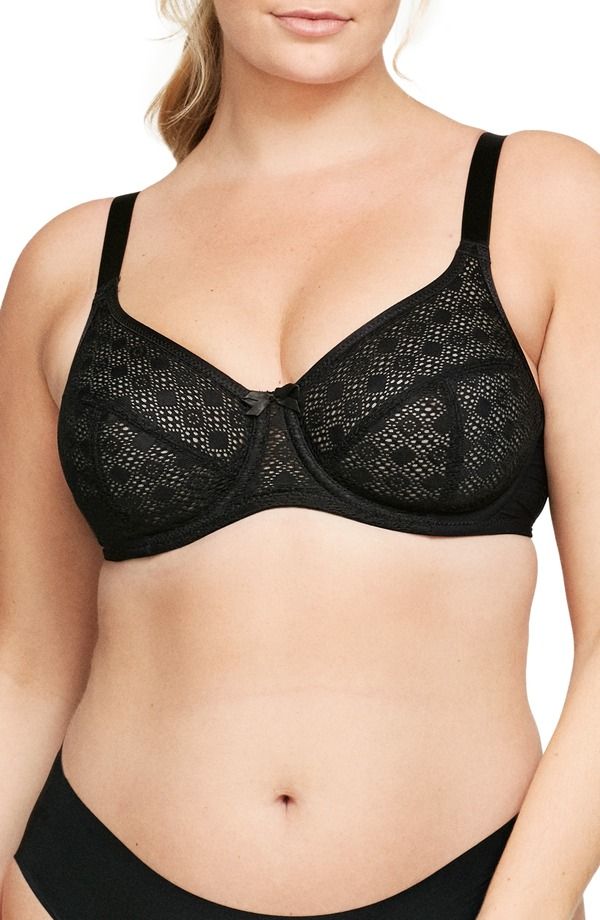グラマライズ レディース アンダーウェア ブラジャー レース Glamorise Full Figure Lace Underwire Bra Black ブラック