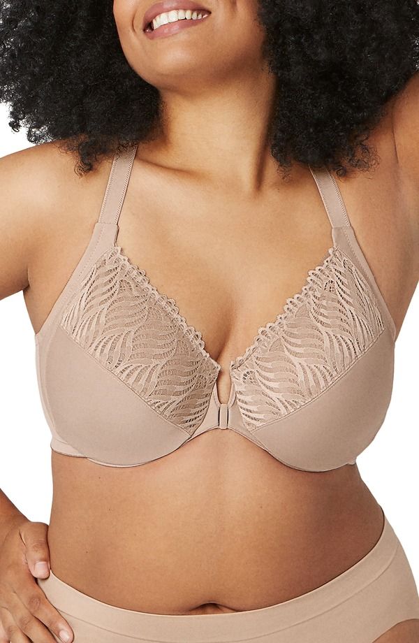 グラマライズ レディース アンダーウェア ブラジャー Glamorise WonderWire Front Close TBack Underwire Bra Brown ブラウン