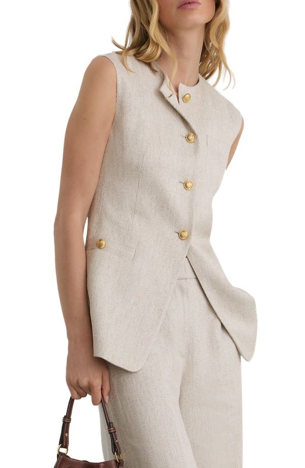 レイス レディース アウター ジャケット・ブルゾン ベスト リネン Reiss Nolah Linen Blend Vest Neutral