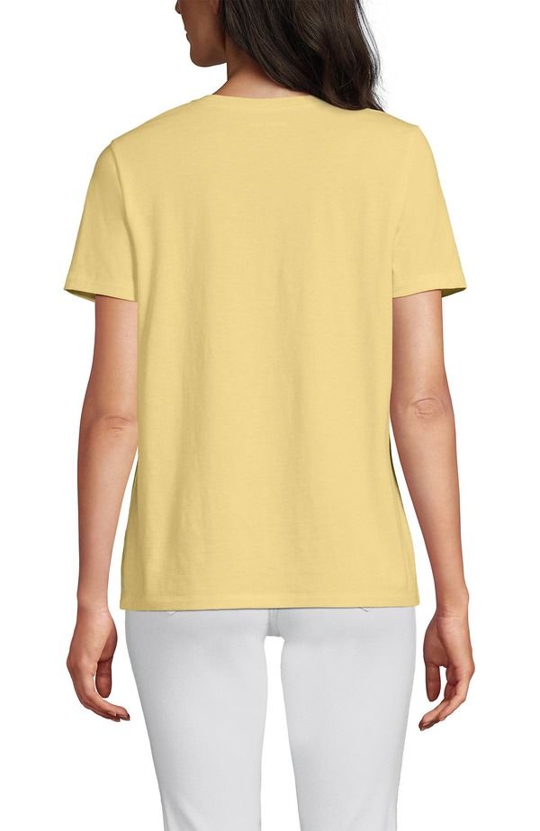 ランズエンド レディース トップス Tシャツ クルーネック コットン Lands End Relaxed Supima Cotton Crew Neck TShirt Pale Sunbeam Yellow イエロー