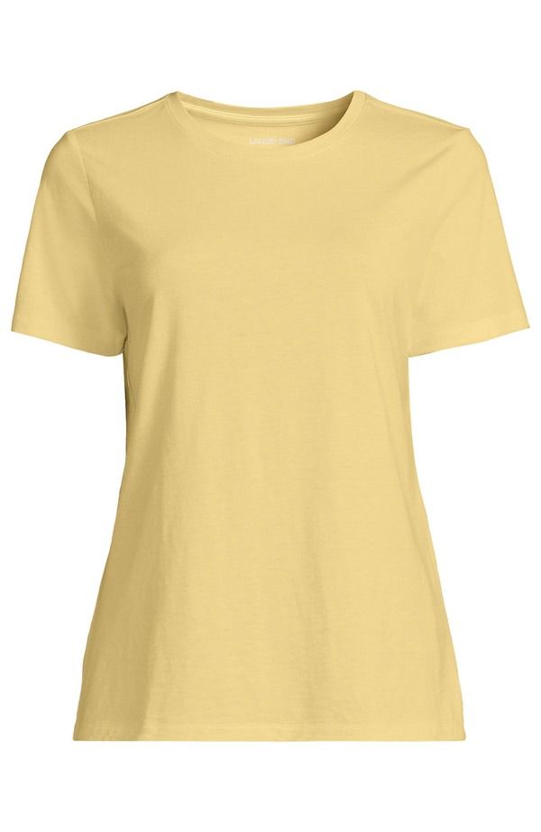 ランズエンド レディース トップス Tシャツ クルーネック コットン Lands End Relaxed Supima Cotton Crew Neck TShirt Pale Sunbeam Yellow イエロー