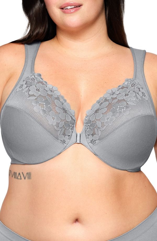 グラマライズ レディース アンダーウェア ブラジャー Glamorise Front Clasp Underwire Bra Silver シルバー