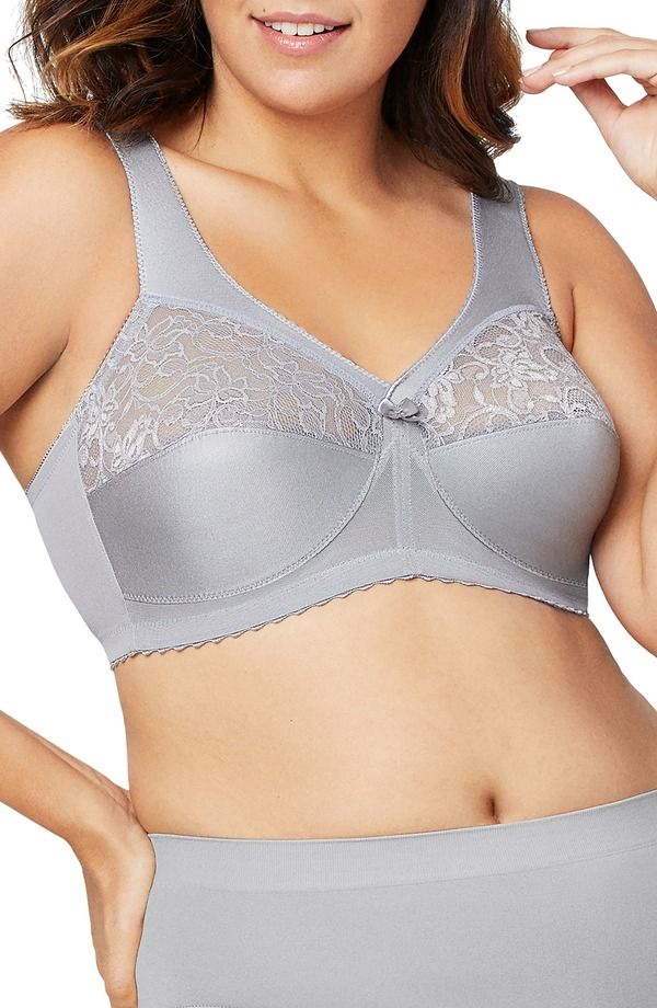 グラマライズ レディース アンダーウェア ブラジャー Glamorise MagicLift Original Support Bra Grey グレー