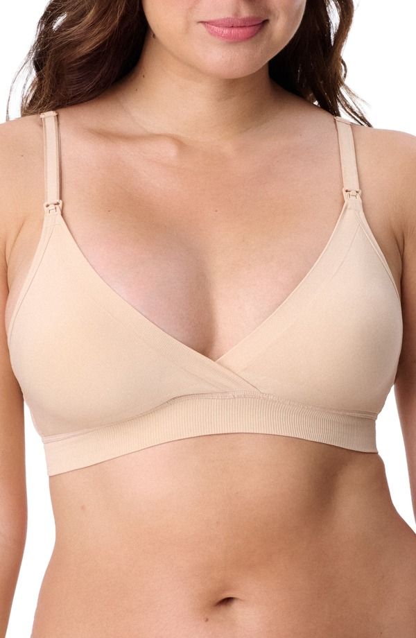 マザーフッドマタニティー レディース アンダーウェア ブラジャー MOTHERHOOD MATERNITY Motherhood Womens Maternity Wirelesseamless Wrap Nursing Bra Essential Nude
